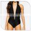 2016 Plunge Halter Neck Colour Block swimsuit for beautiful women sexy one piece bathing suits