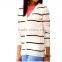 boyfriend style Y neck button up stripe cardigan 2015 woman with patch pockets