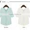 New design 2 colors choice V neck short sleeve Plus size women chiffon fabric shirt