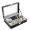 Black Leather Jewelry Box Watch Organizer