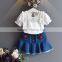 Baby Cothes Sets Summer Bamboo Shirt And Embroidery Denim skirt Clothing M7041802
