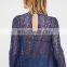 Long sleeve romantic lace crepe pieced Tunic
