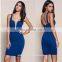 High quality wide strap bodycon tee dress lady, bra open Nylon dress