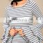 2017 latest women white striped long sleeve tops