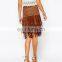 High Class Artificial tassels chamois skirt for fashion female