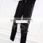 Dark Black Quilted Highest Version Stitching Leather Panel Multi Zip Skinny Biker Motorcycle Zipper Jeans