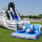 2020 New Wavy Tall Inflatable Curved Water Slides Gray Marble Wave Water Slide With Pool
