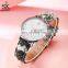SHENGKE Female Marbling Watches  Black with White Watch  Snakeskin PU Strap Quartz Watches