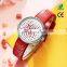 SHENGKE Girls Fashion  Watches K0128L Unique Design Dial Quartz Clock Female PU Leather Band Wristwatches relogio feminino