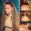 Highlight Color Wig Human Hair Kinky Curly 13x6 HD Lace Frontal Wigs Human Hair Deep Water Wave Honey Blonde 13x4 Lace Front Wig