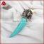 Small Pepper Shape Blue Turquoise With Withe Zircon Pendant Bead