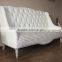 Living room settee fabric button tufted linen cream sofa