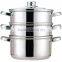 3 layers satin polished stainless steel steam pot with welded handles