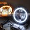 7" Inch 45W LED Headlights With Halo Angle Eyes For Jeep Wrangler