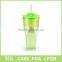 double wall plastic straw water mug with lid