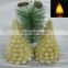 Gold powder coated decorated live mini led christmas tree candle