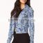 fashion jeans jacket floral prnted women denim jacket JXF215