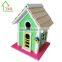 Hanging green wooden The Little Church Birdhouse