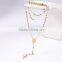 Fashion latest design gold plated beads long chain cross pendant necklace