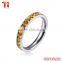 316L Stainless Steel Citrine Yellow Cubic Zirconia CZ Eternity Wedding 4MM Band Ring