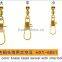 Gold color brass fishing head swivel with interlock snap