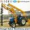 Wheeled type electricity pole drill machine mounded on tractor