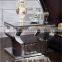 B108-3 Rectangle Stylish Stainless Steel pu Corner Table With Stone Marble Top