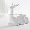 Plain white modern set of 4 ceramic milu deer for home decoration