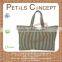 Canvas tote bag with one color stripe print all over with canvas self handle