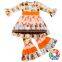 Pumpkin Prints Children Clothes Clothing Set Fall Ruffle Baby Girl Clothes Sets Kids Halloween Clothes Wholesale Price