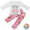 Cute Bear Printed Baby Girls Children Clothing Set Kid Girls Wholesale Boutique Clothing Organic Cotton Baby Clothing
