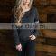 Womens Latest Sweater Design Raw Neckline Sport Stripe Detailing Kangaroo Pocket Football Raglan Sweater