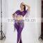Hot sale adult elegant 2pcs top and pants purple practice wear for bellydance