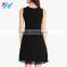  Fashion Clothing 2016 Woman Black Chiffon Sleeveless Mid Solid Shift Dress