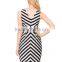Slim fit v neck stripe print clothing wholesale lady dress cotton design