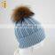 Child Kids Beanie Hats With Real Raccoon Fur Balls Wool Wholesale Winter Kids Beanie Hats