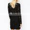 High Quality Long Sleeve Bodycon Black Mini Lace Dress 2016 One Piece Girls Party Dress