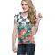 2015 Factory Direct Price Wholesale Ploycotton Chess Board With Retro Flower Print T-shirt