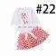 easter day 2019 bunny print baby white rompers & pink dot tutus skirts 2pcs set