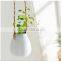 Modern white small ceramic flower pot with rope