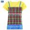(H6315D) 2015 hot selling plaid cotton dress with butterfly floral embroidered special design summer short sleeve girl dress