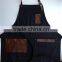 Custom high quality denim apron with leather pockets