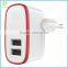 2016 Wholesales Fashion EU/US/UK Plug 2.1A Dual USB Travel Wall Charger