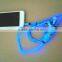 Fashion 3.5mm connector LED light glowing stereo earphone in ear headset with Microphone