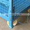 RH-C02-wheel steel crate 1100*1100*740mm blue movable foldable stoarge cage steel container metal storage cages with 4 wheels