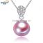 2016 new fashion 9-10mm round purple freshwater jewel pearl pendant