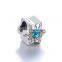 X342 Tibetan 925 Sterling Silver Star Charms With Green Crystal
