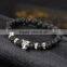 Buddhism style bangle jewelry 2016 silver lion with obsidian beads bracelet men