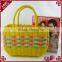 Plastic wicker woven home sundries storage basket vegetable shopping hand basket
