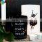 unique candle jars sprayed white or black glass candle jar printed with gold logo made in China